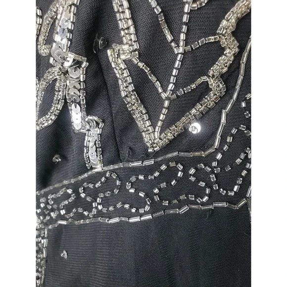 VTG Scala Womens L Beaded Y2K Camisole Top Fairy Whimsical Sequins Sparkly Black - Picture 8 of 9